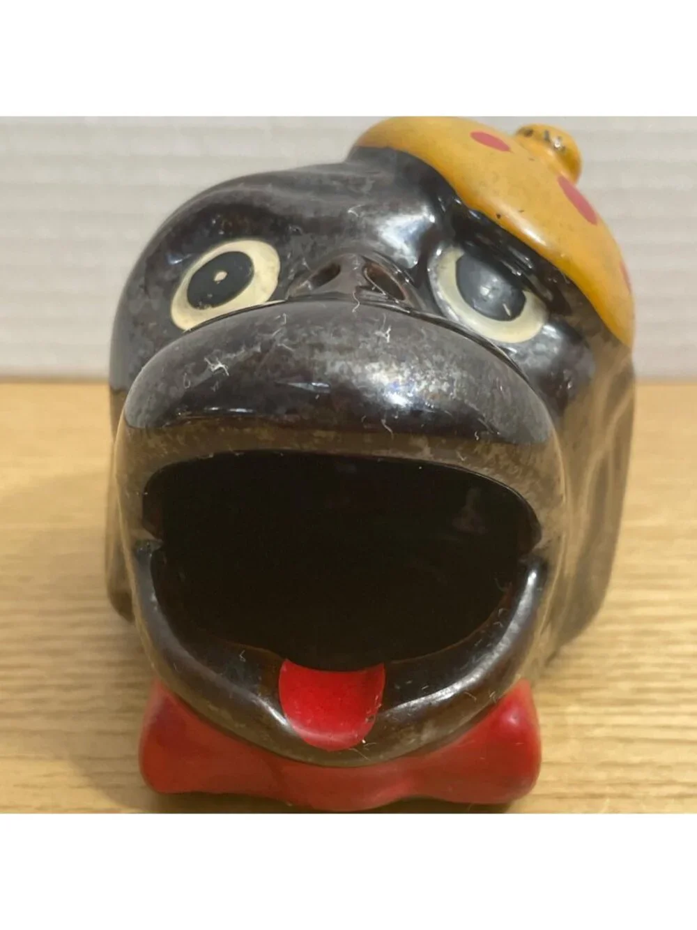 Vtg Smoking Monkey Figural Ashtray Redware Clay Japan 1950s Mid Century MCM
